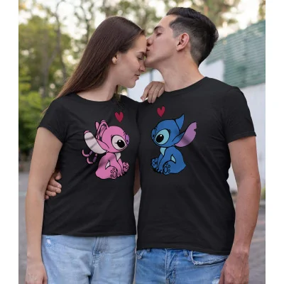 Koszulki Koszulka Dla Par Stich Sticz Angel Prezent Na Walentynki M Y4