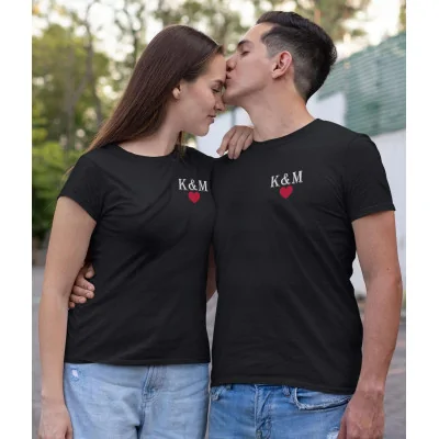 Koszulki Koszulka Dla Pary Serce Inicjały Prezent Na Walentynki Xxl Y4