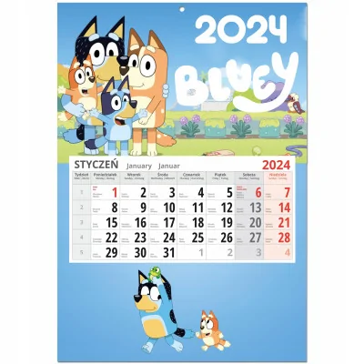 Kalendarz Jednodzielny ścienny Bluey 2024 Y3