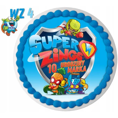 Zestaw Opłatek Na Tort+postacie Super Zings 6szt Z2