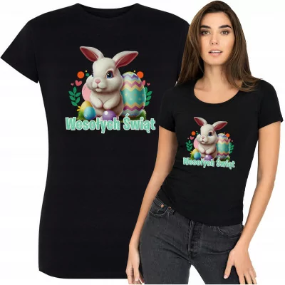 Koszulka Damska świąteczna Na Wielkanoc Zająca W3