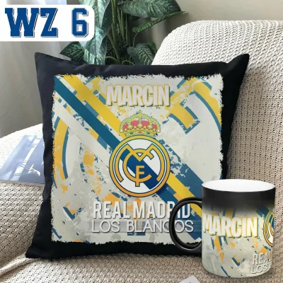 Zestaw Magiczny Kubek Czarna Poduszka Real Madryt Madrid Na Prezent Imię Y4