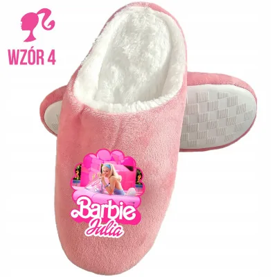 Kapcie Pantofle Domowe Ocieplane Ciepłe Barbie Prezent Dla Dzieci Imię Z6