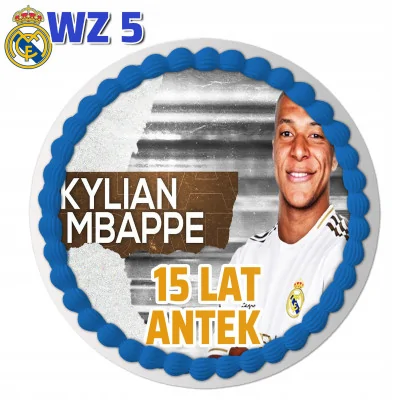 Zestaw Opłatek Na Tort+obwoluta Na Urodziny Kylian Mbappe Real Madryt Y5