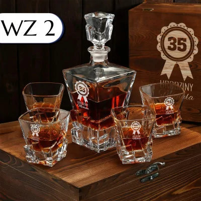 Zestaw Karafka 4 Szklanki Na Whisky W Pudełku Prezent Na Urodziny 18-99 Y4