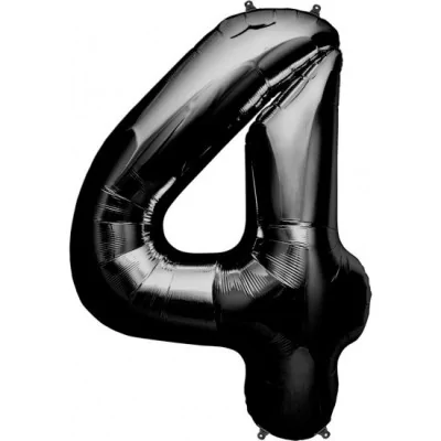 Czarny Duży Foliowy Balon Na Urodziny Cyfra 4
