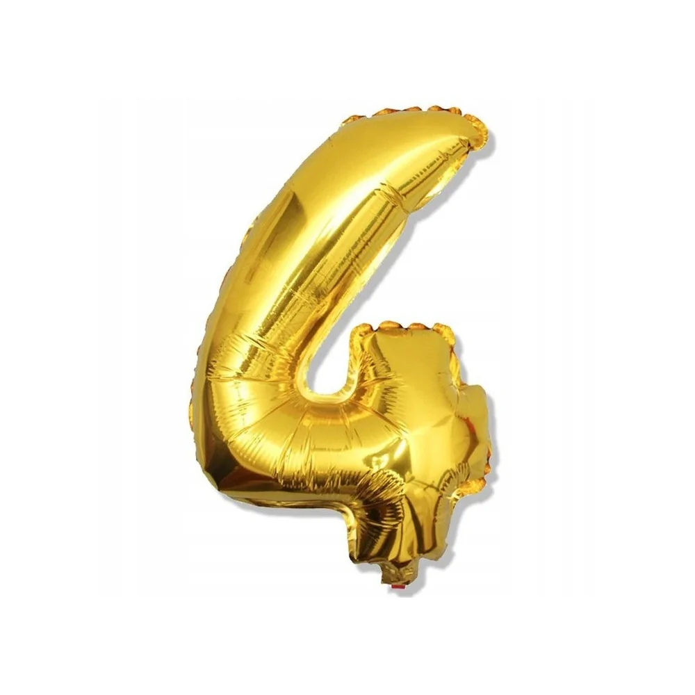 Złoty Duży Foliowy Balon Na Urodziny Cyfra 4