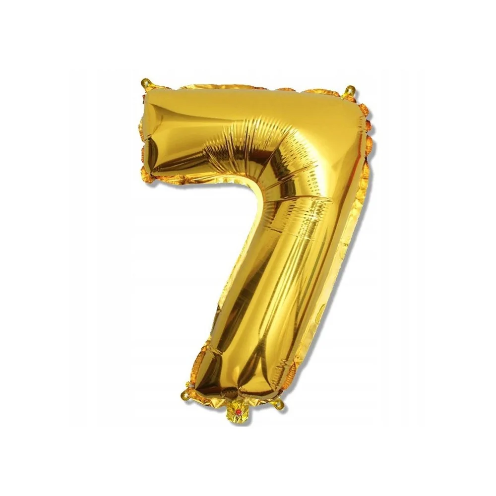 Złoty Duży Foliowy Balon Na Urodziny Cyfra 7