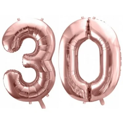 Zestaw Balony Rose Gold 30 Urodziny Kurtyna Topper