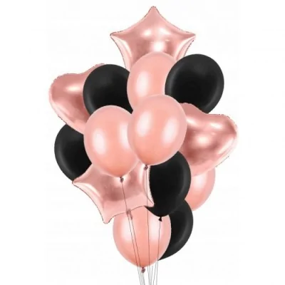 Zestaw Balony Rose Gold 40 Urodziny Kurtyna Topper