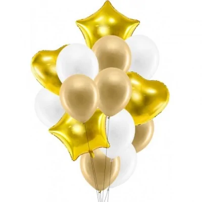 Zestaw Balony Złoty Biały Na 18 Urodziny