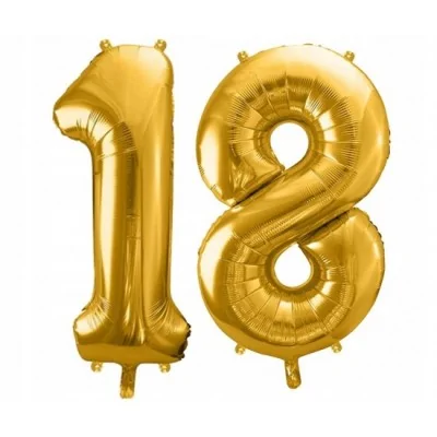 Zestaw Balony Złoty Biały Na 18 Urodziny Napis