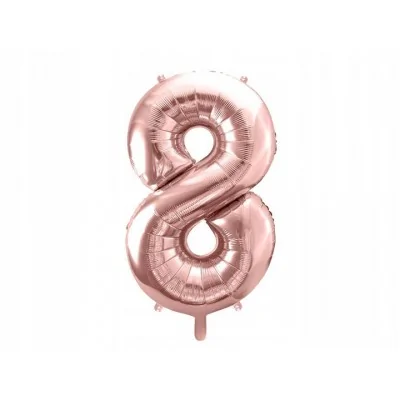Rose Gold Duży Foliowy Balon Na Urodziny Cyfra 8