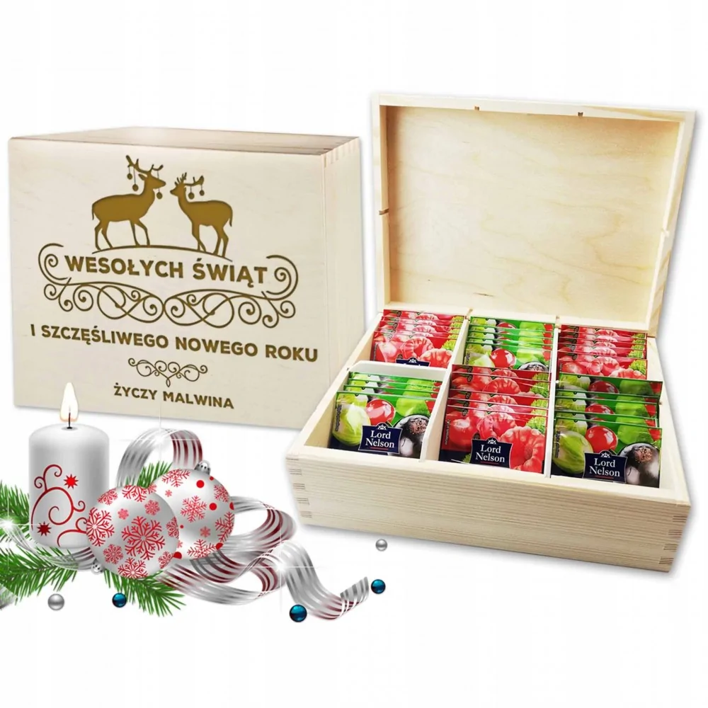 Zestaw Pudełko + Herbata Święta Prezent Grawer