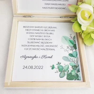 Pudełko Zaproszenie Rodziców Eukaliptus ślub