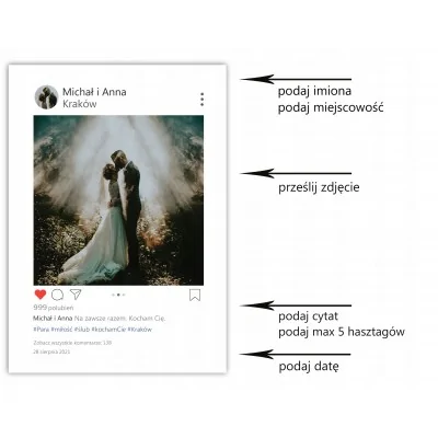 Ramka Instagram Pamiątka ślub Plakat A4 Wesele