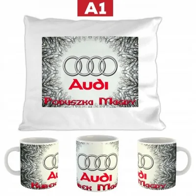 Zestaw Poduszka + Kubek Audi Prezent Urodziny Imię