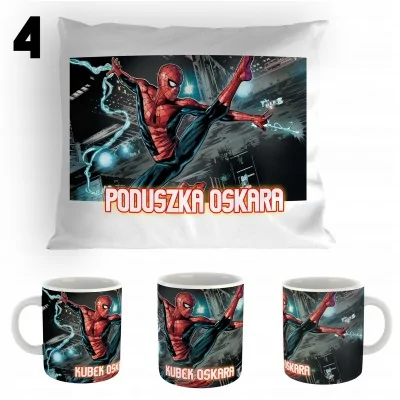 Zestaw Poduszka + Kubek Spiderman + Imię Prezent