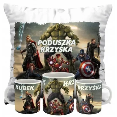 Zestaw Poduszka + Kubek Marvel Avengers Twoje Imię