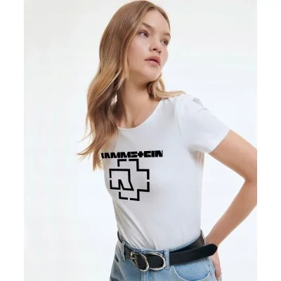 Koszulka Damska Rammstein Hardrock Biało-czarna