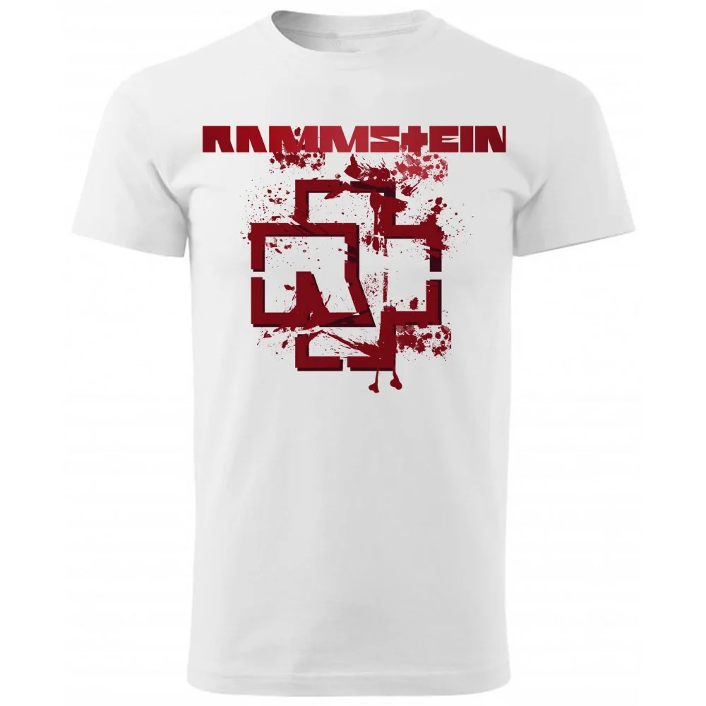 Koszulka Męska Rammstein Heavy Metal Rock Czerwony