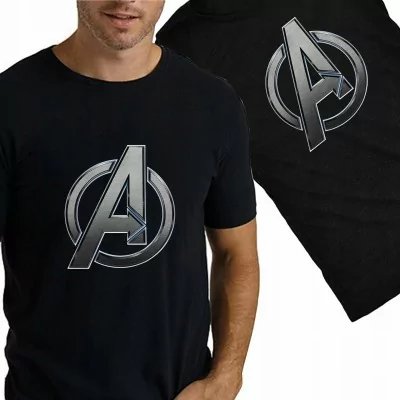 Męska Czarna Koszulka T-shirt Avengers