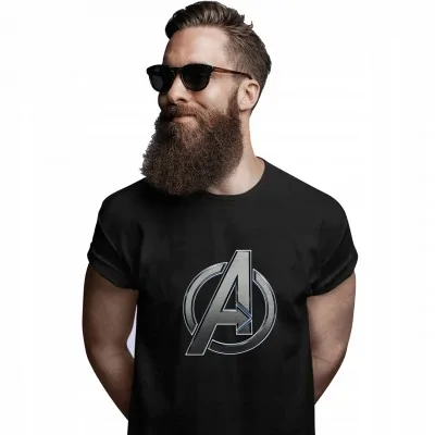 Męska Czarna Koszulka T-shirt Avengers