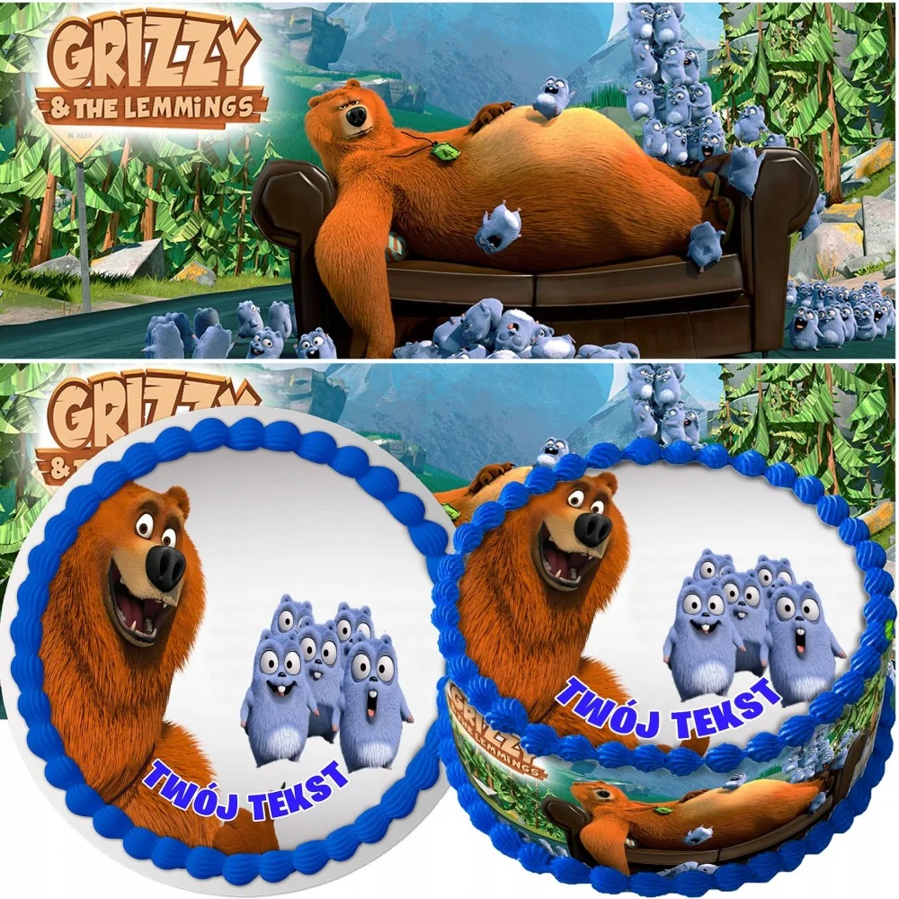 Zestaw Opłatek Na Tort+obwoluta Grizzly Lemingi