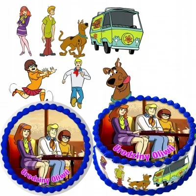 Zestaw Opłatek Na Tort+postacie Scooby Doo 7szt