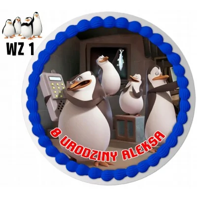 Opłatek Na Tort Pingwiny Z Madagaskaru +tekst
