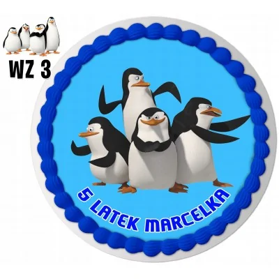 Opłatek Na Tort Pingwiny Z Madagaskaru +tekst