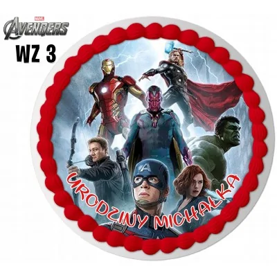 Zestaw Opłatek Na Tort+postacie Avengers 8szt