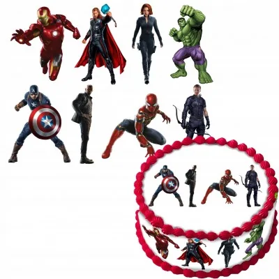 Zestaw Postaci Na Tort Avengers Marvel 9cm 8szt