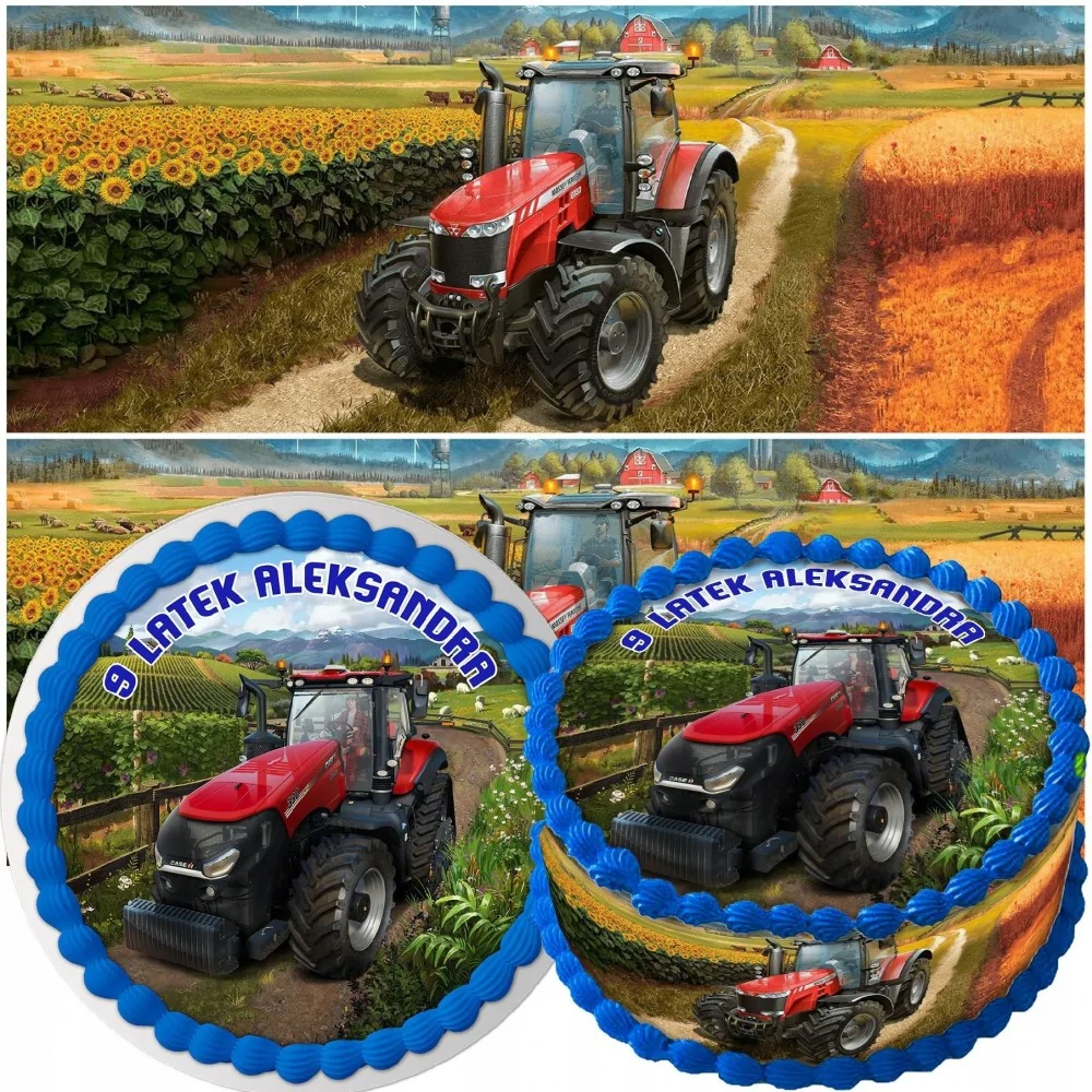 Zestaw Opłatek Na Tort+obwoluta Farming Traktor