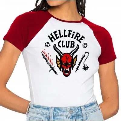 Czerw Koszulka Baseball Damska Hellfire Club Y4