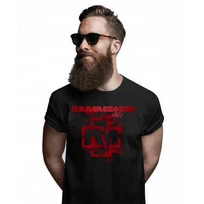Koszulka Męska Rammstein Heavy Metal Czarna Rock