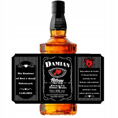 Etykieta Na Walentynki Na Whisky Jack Daniel's 1l