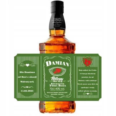 Etykieta Na Walentynki Na Whisky Jack Daniel's 1l
