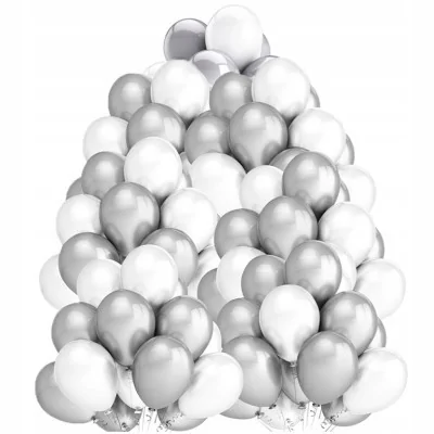 Balony Białe Srebro 100szt