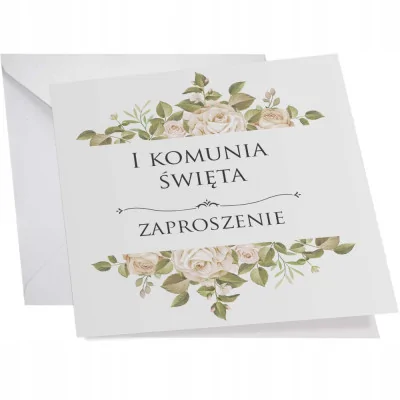 Zaproszenie Komunia święta+koperta Kwiaty W4 - 12szt.
