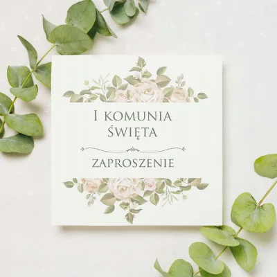 Zaproszenie Komunia święta+koperta Kwiaty W4 - 12szt.