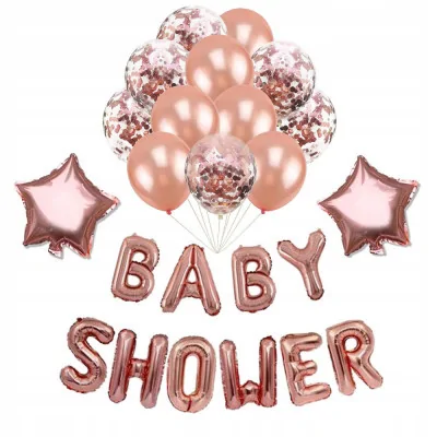 Zestaw Baby Shower Rose Gold Girlanda Balony Y7