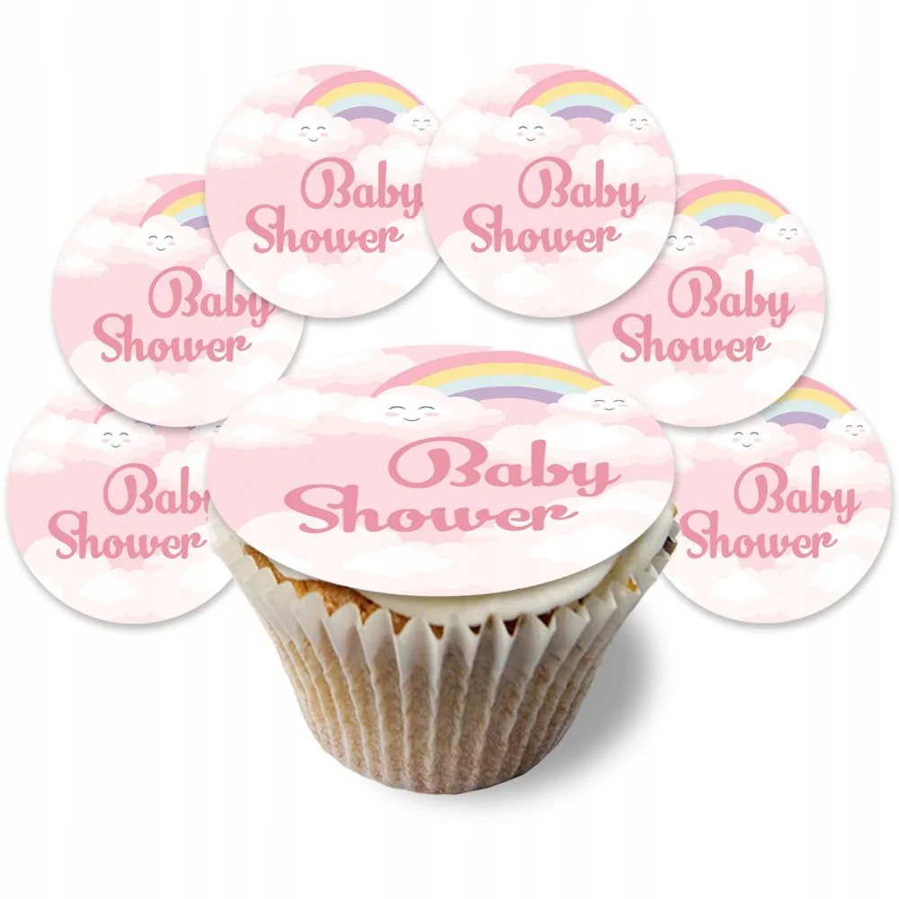 Opłatek Na Muffinki Baby Shower Tęcza Różowe