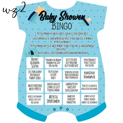 Gra Bingo Baby Shower Dziewczyna Chłopak Zabawa Y3