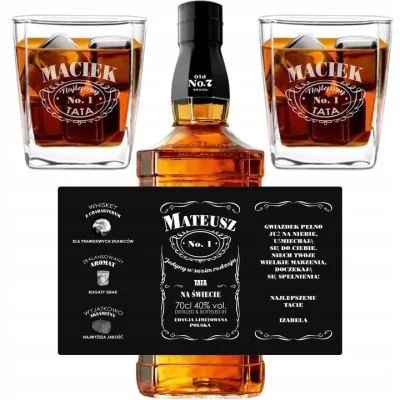 Dla Niego Szklanki Whisky Logo Karafka +kostki