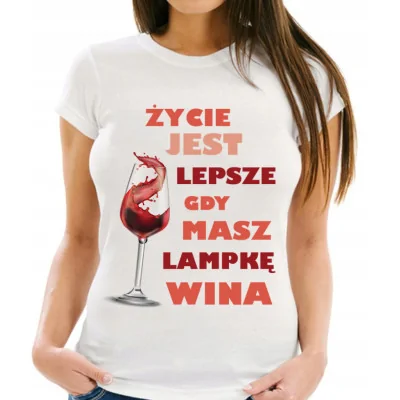 Koszulka Damska T-shirt Wino Prezent