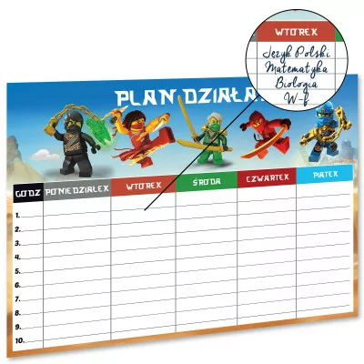 Plan Lekcji A3 Lego Ninjago Duży Szkoła Planer Z2