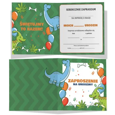 Zaproszenie Na Urodziny Dinozaur Kwadrat Z2