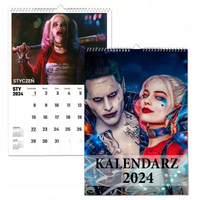 Kalendarz ścienny Na Rok 2024 Harley Quinn Wieloplanszowy A3
