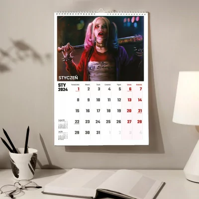 Kalendarz ścienny Na Rok 2024 Harley Quinn Wieloplanszowy A3